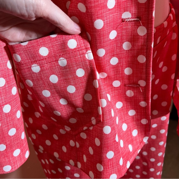 Vintage 1970 Mod Retro Deco Pink Polka dotted Crop top High waisted Pant Suit - Picture 15 of 17